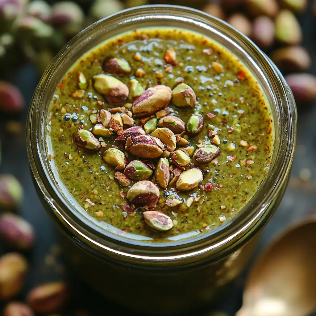 Homemade pistachio syrup for latte
