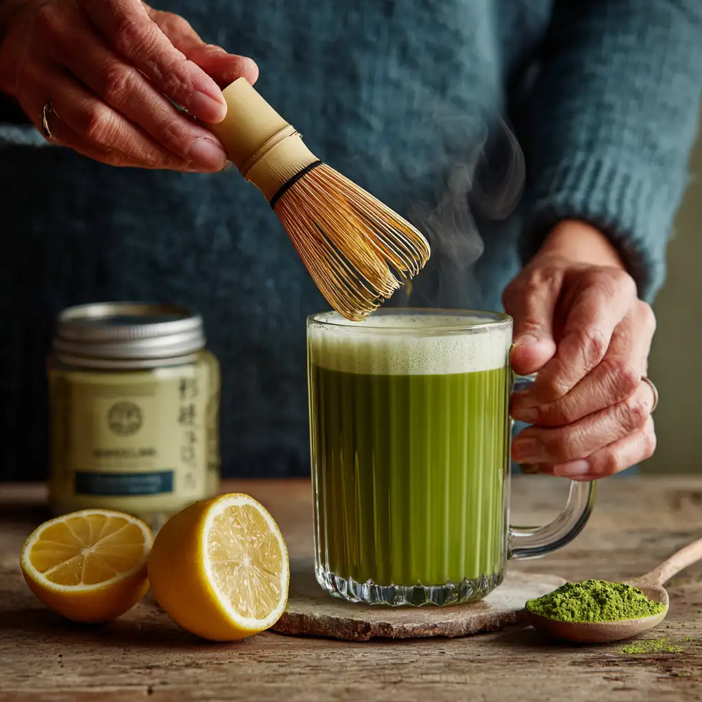 Stirring the Japanese Mounjaro recipe in a mug