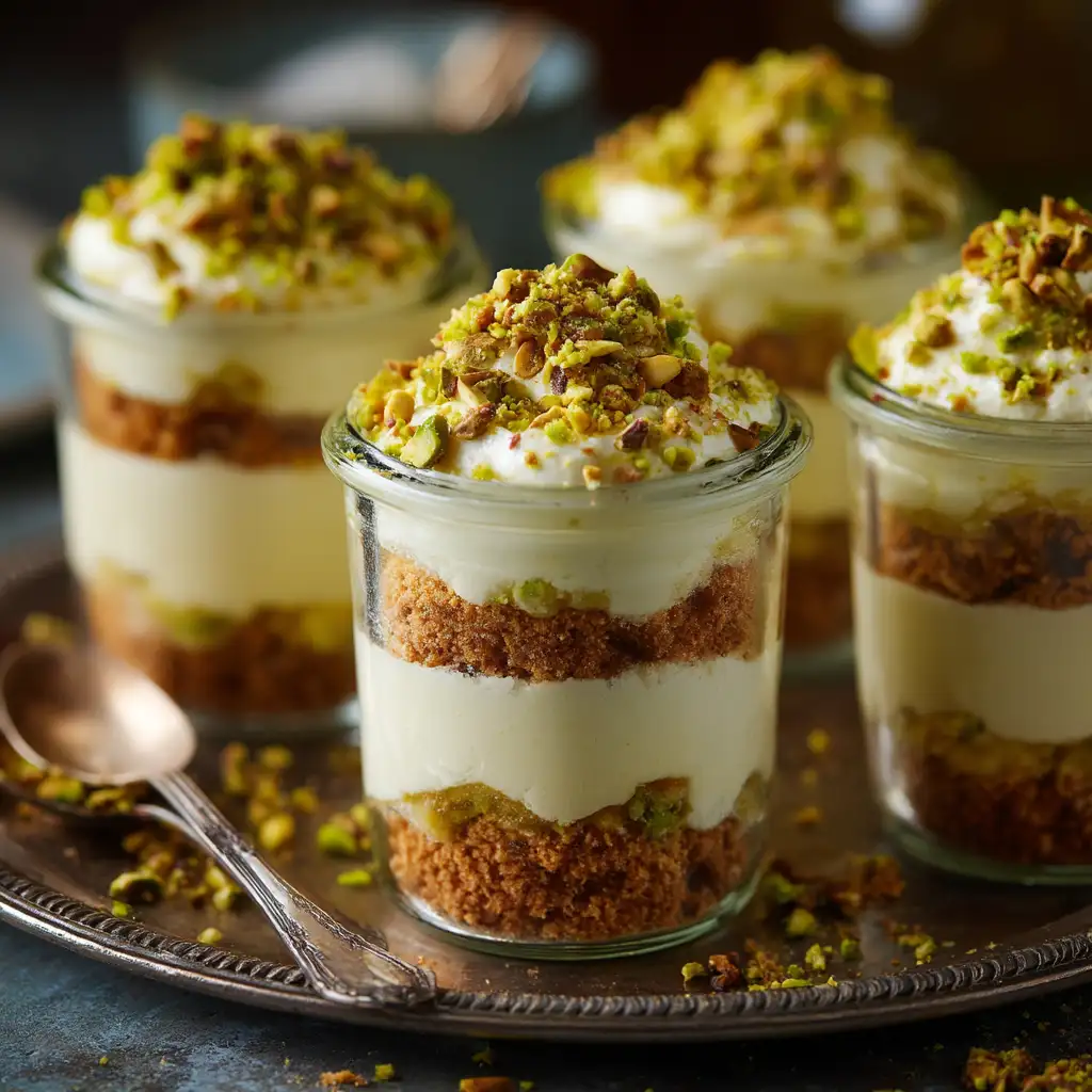 Mini jars of pistachio tiramisu recipe