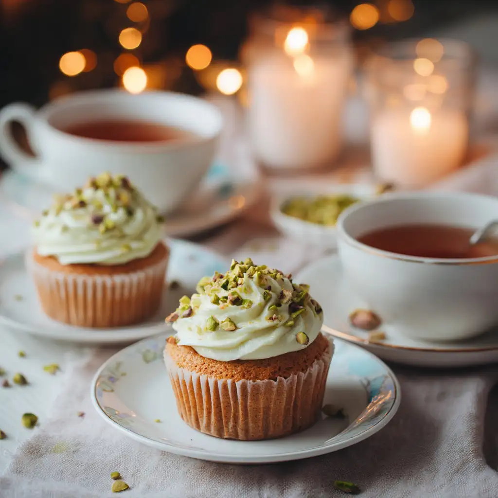 Pistachio cupcakes served for dessert