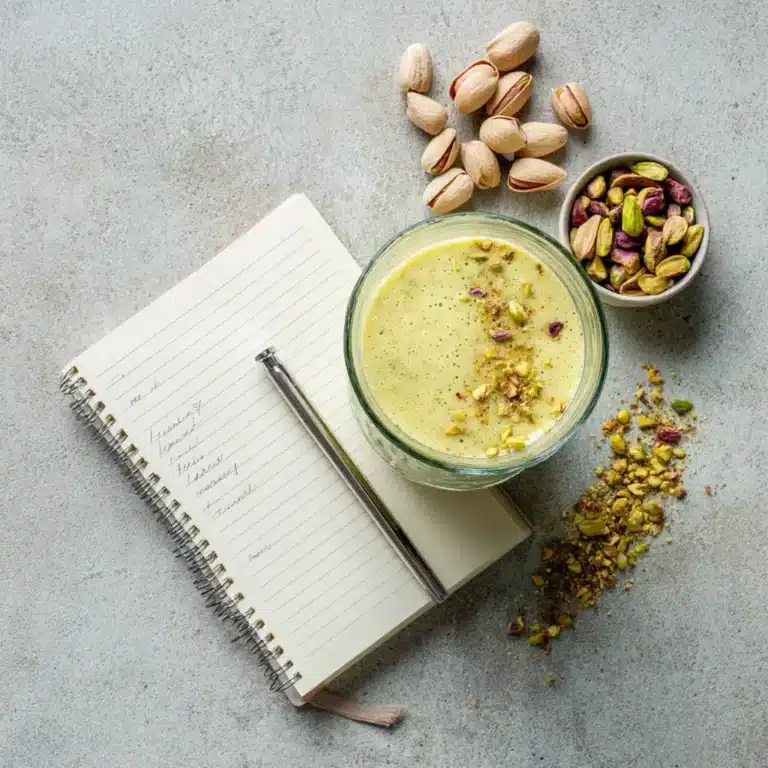 Pistachio smoothie recipe card image