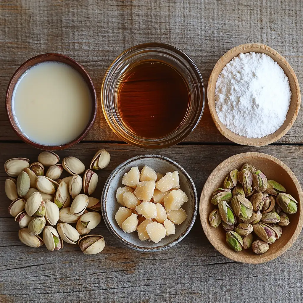 Ingredients for vegan pistachio pudding recipe