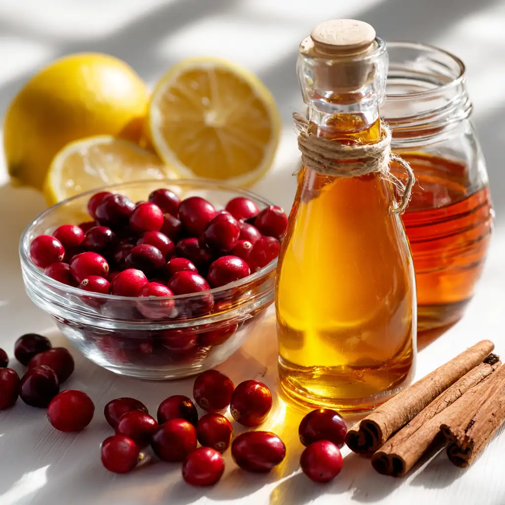 Apple cider vinegar and cranberry juice ingredients