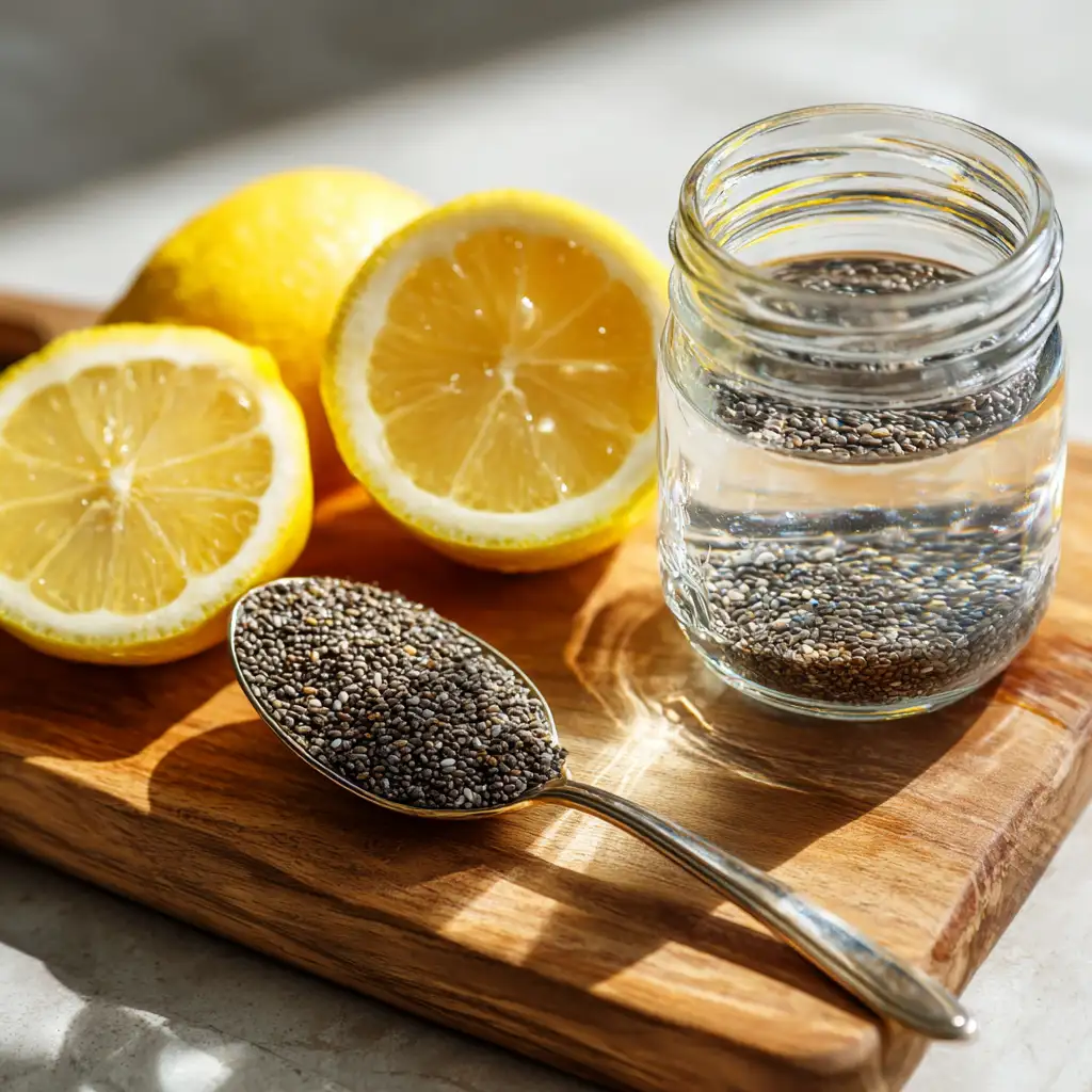 Ingredients for chia seed water recipe