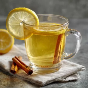 ginger turmeric cinnamon tea recipe served with lemon
