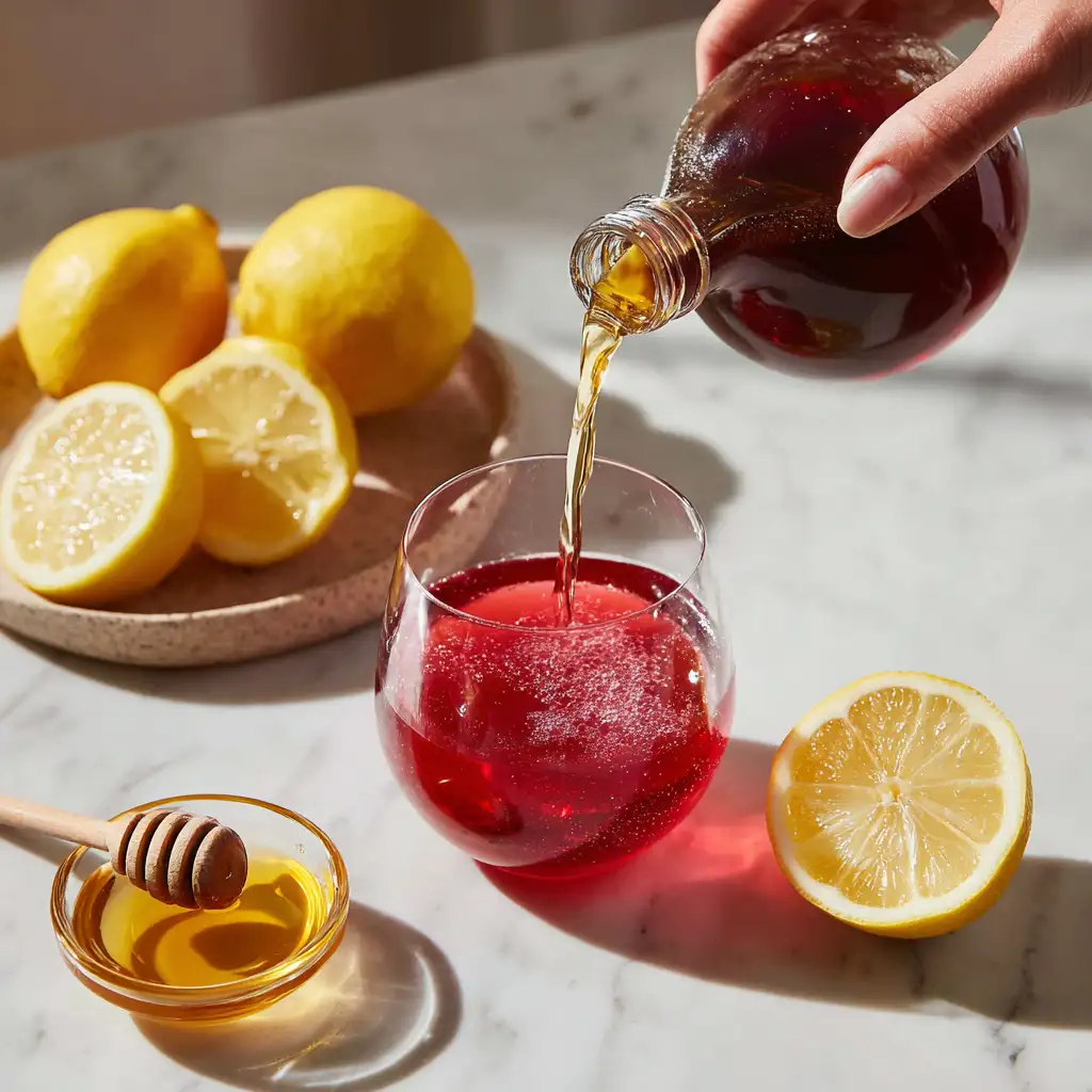 Mixing apple cider vinegar and cranberry juice