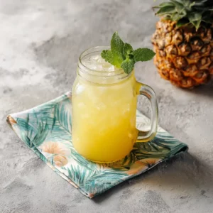Pineapple coconut water served cold with mint