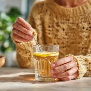 Stirring apple cider vinegar and lemon juice