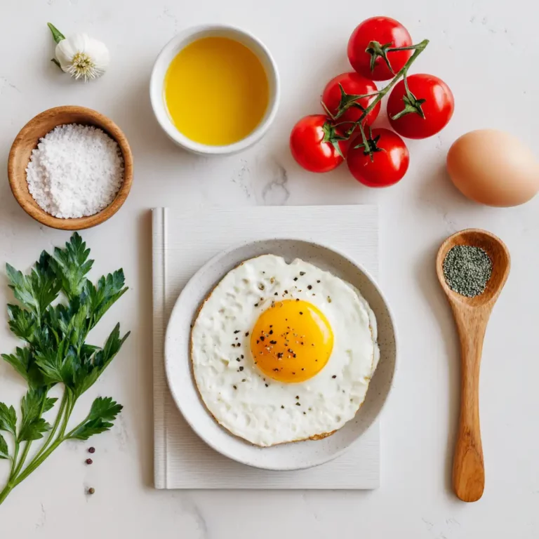 Vegan fried egg recipe card