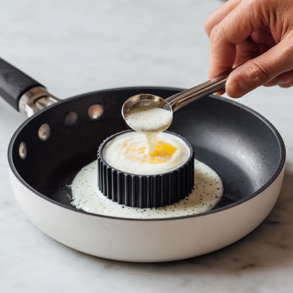 Cooking vegan egg white in pan