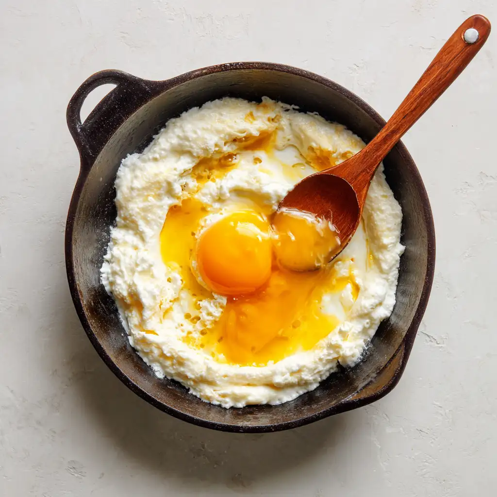 Adding vegan egg yolk to center