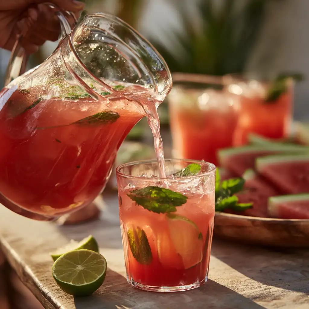 watermelon limeade in mason jar