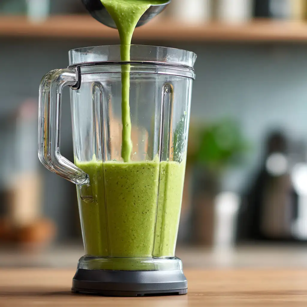 blending island green smoothie in blender