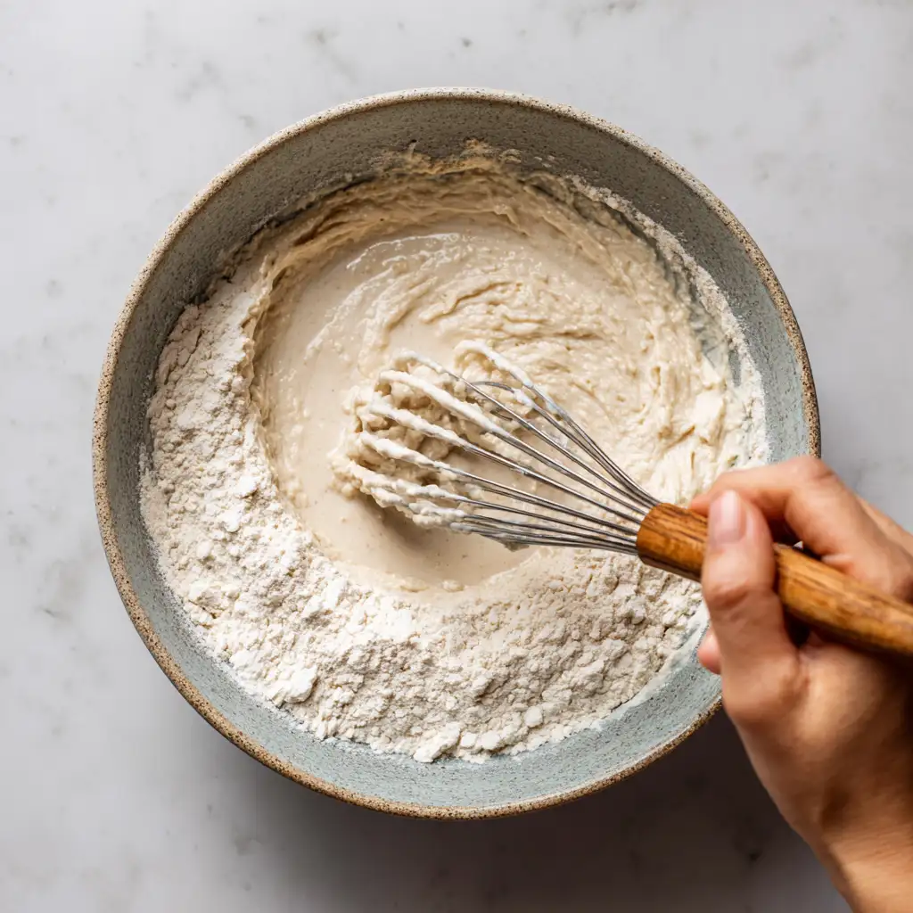 whisking dairy free cupcake batter