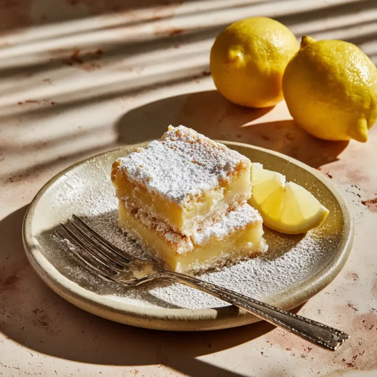 Dairy free lemon bars on rustic plate