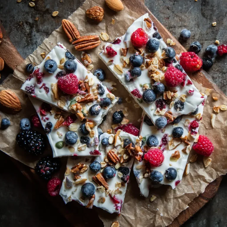 frozen yogurt bark recipe with berries and granola