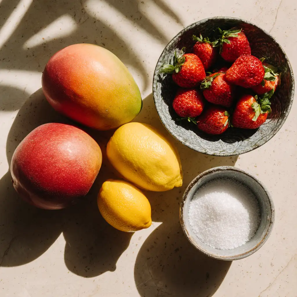 fresh ingredients for fruit sorbet recipe