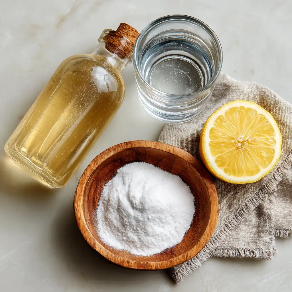 ingredients for apple cider vinegar and baking soda recipe