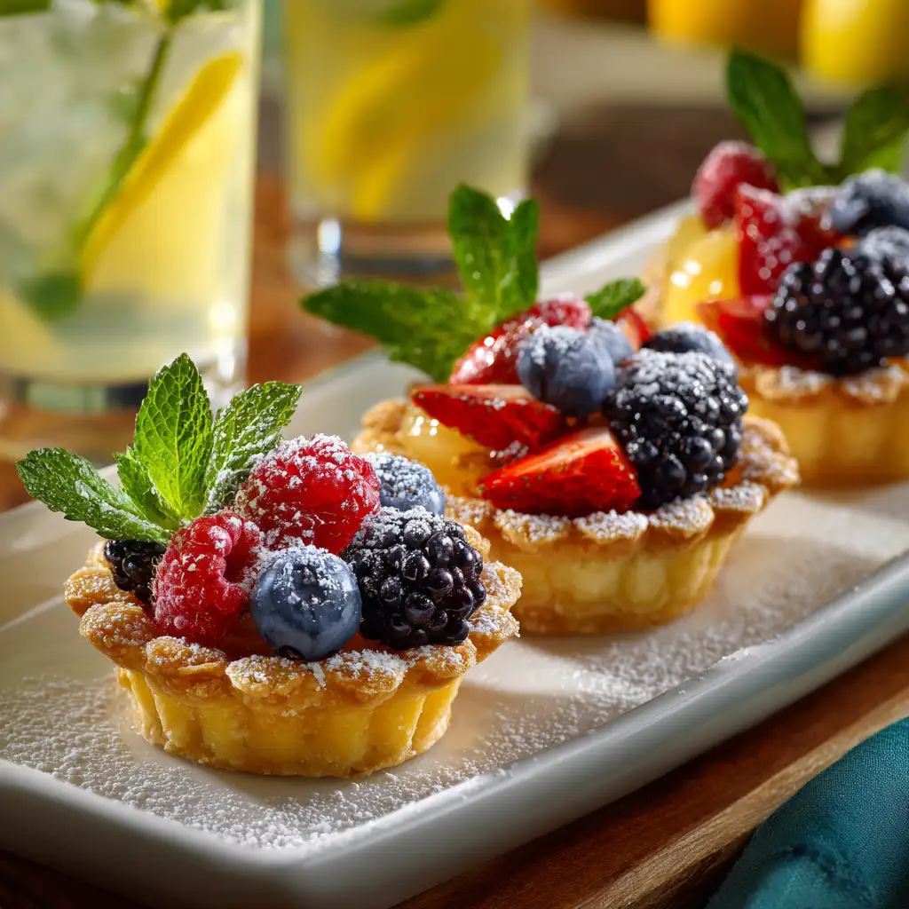 Mini fruit tarts served on platter