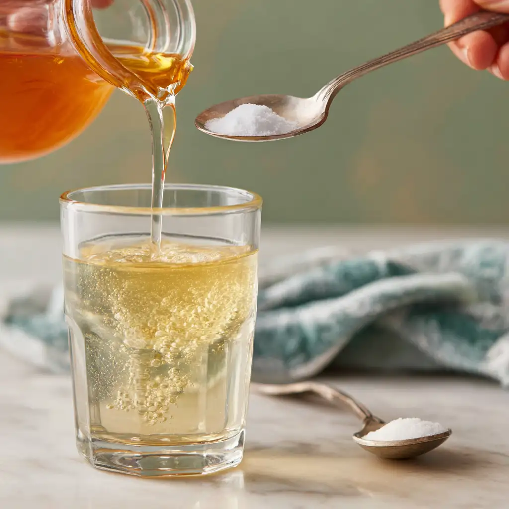 mixing apple cider vinegar and baking soda