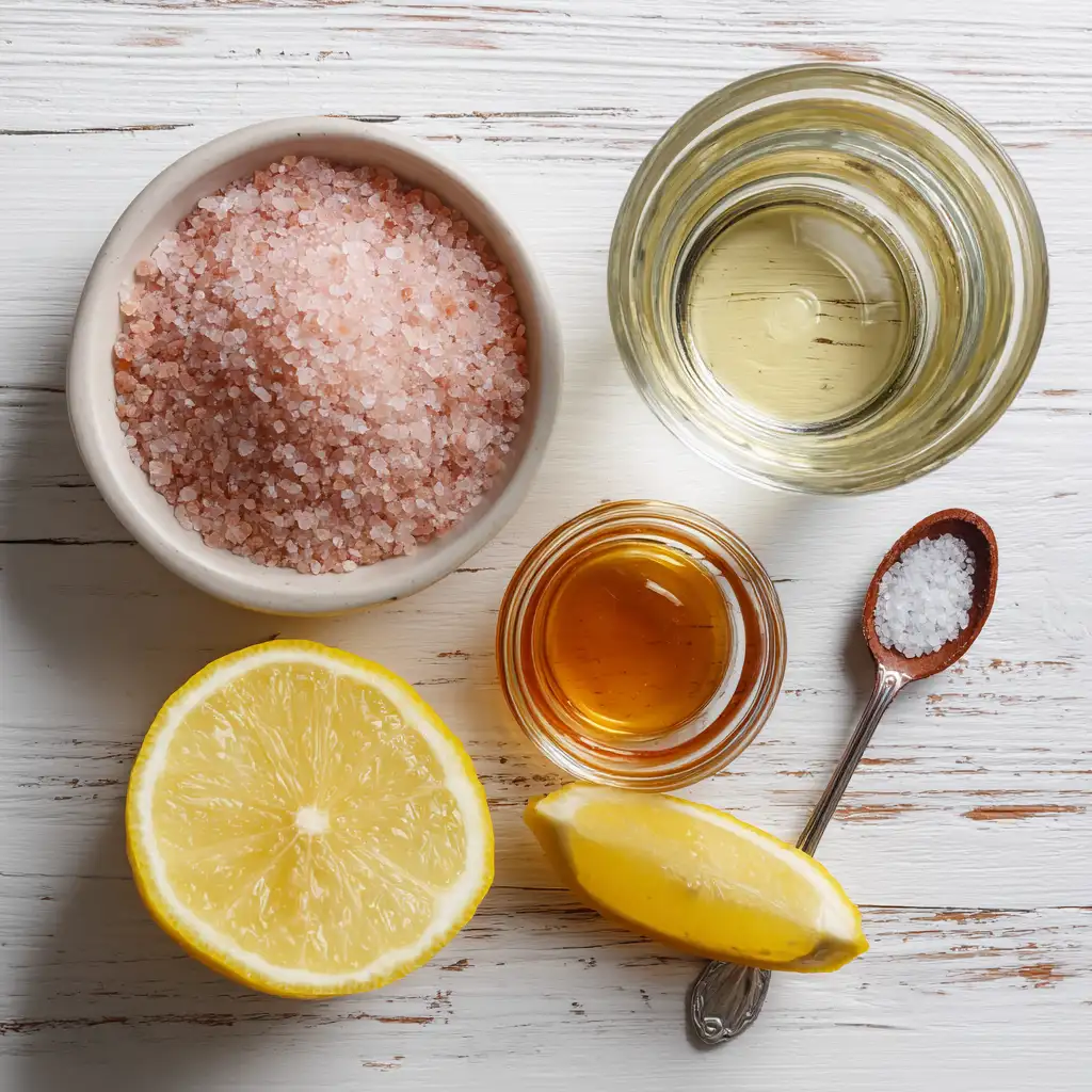 Pink salt diet recipe ingredients flat lay