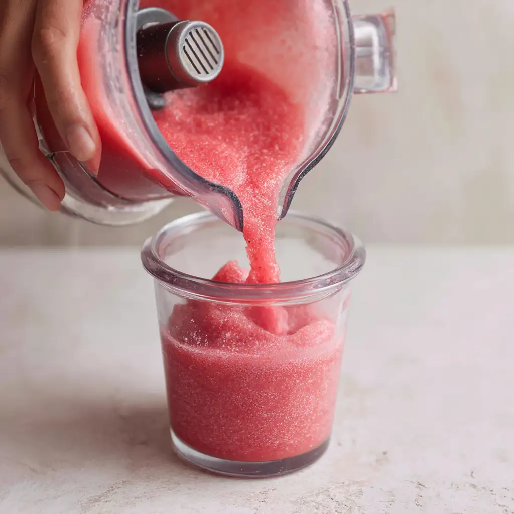blending fruit sorbet mixture for freezing