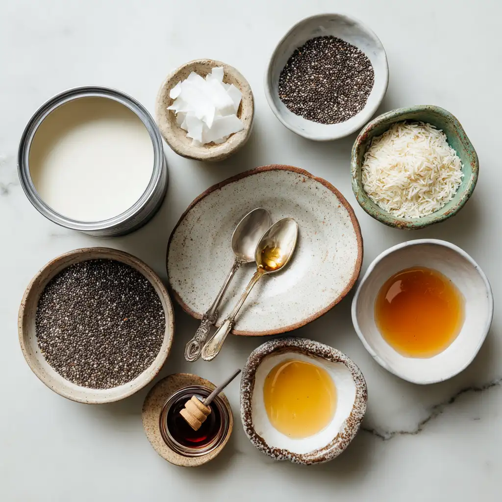 chia pudding ingredients on counter