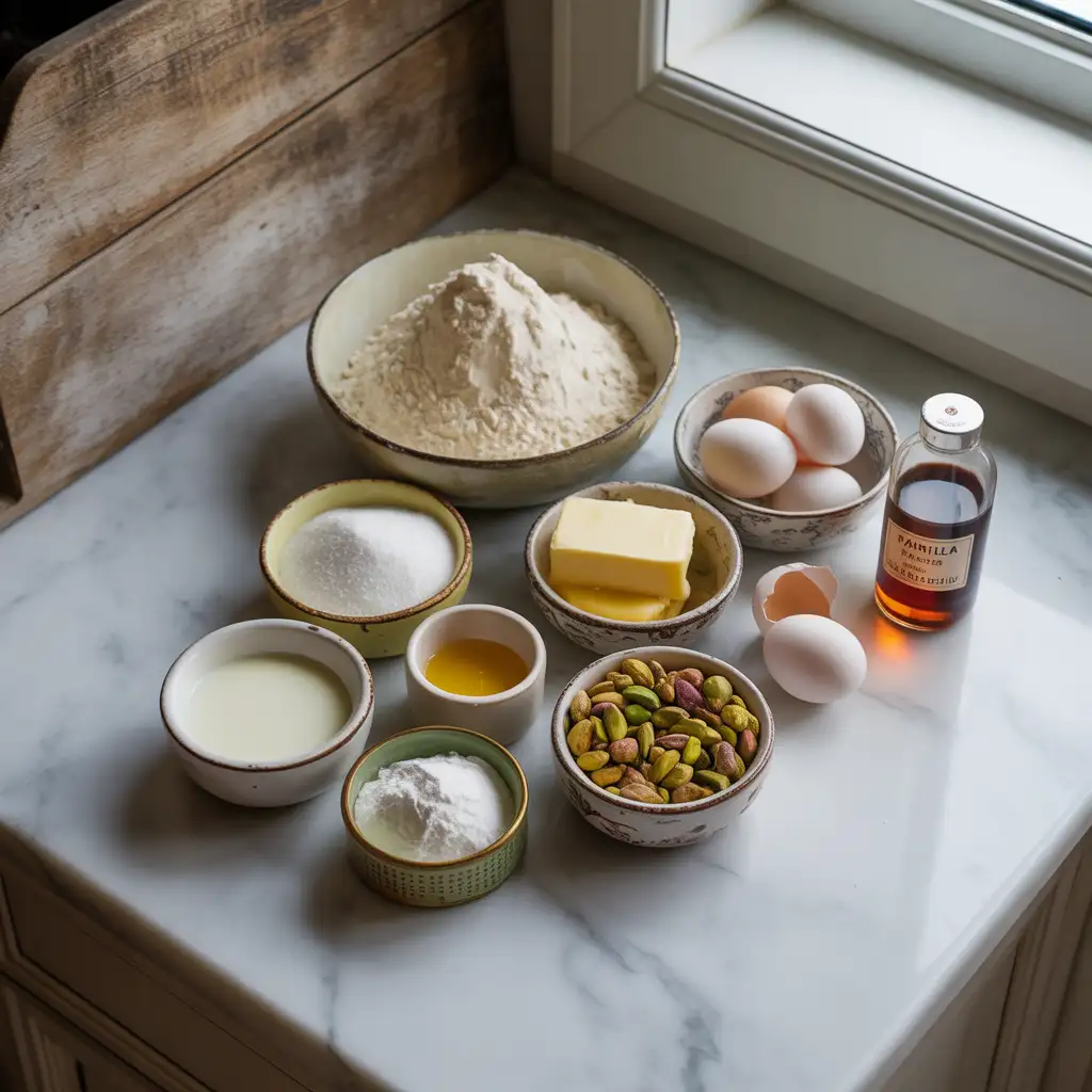 Ingredients for pistachio muffins