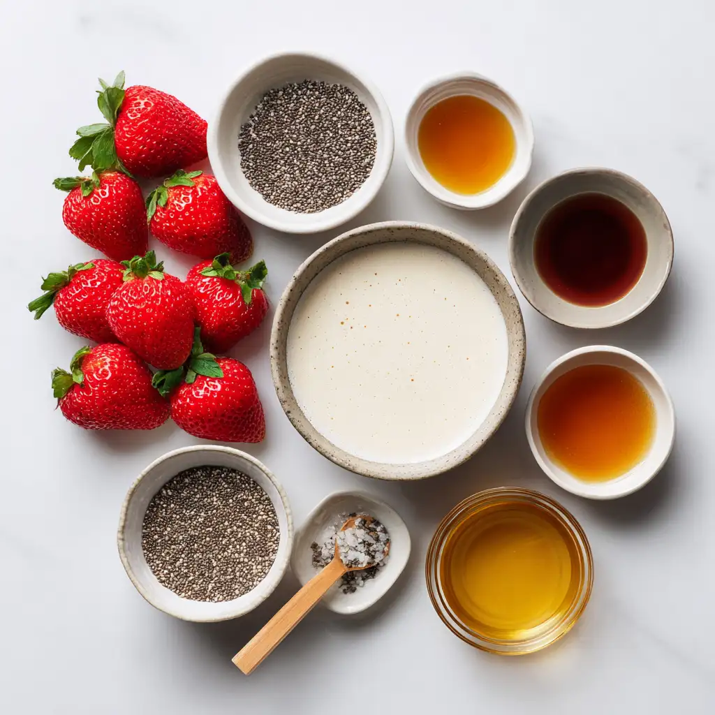 ingredients for strawberry chia pudding recipe
