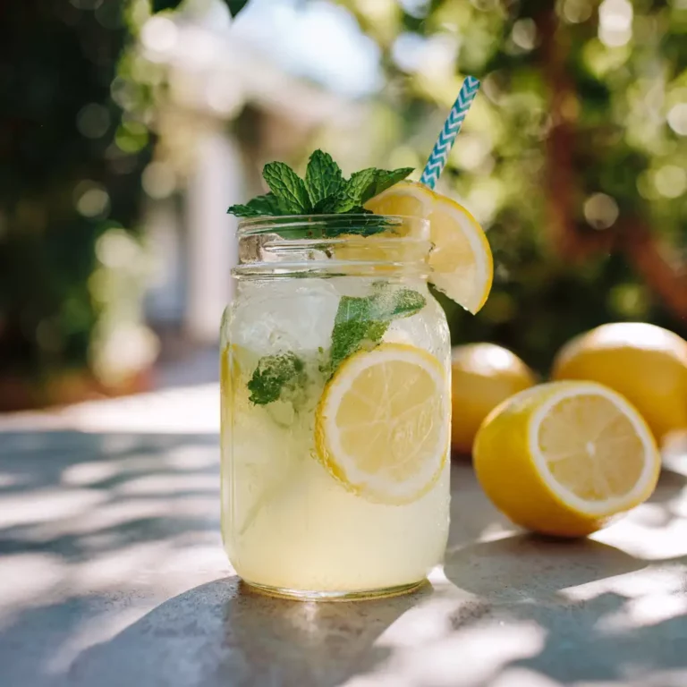 Citrus aloe vera detox drink with lemon and mint