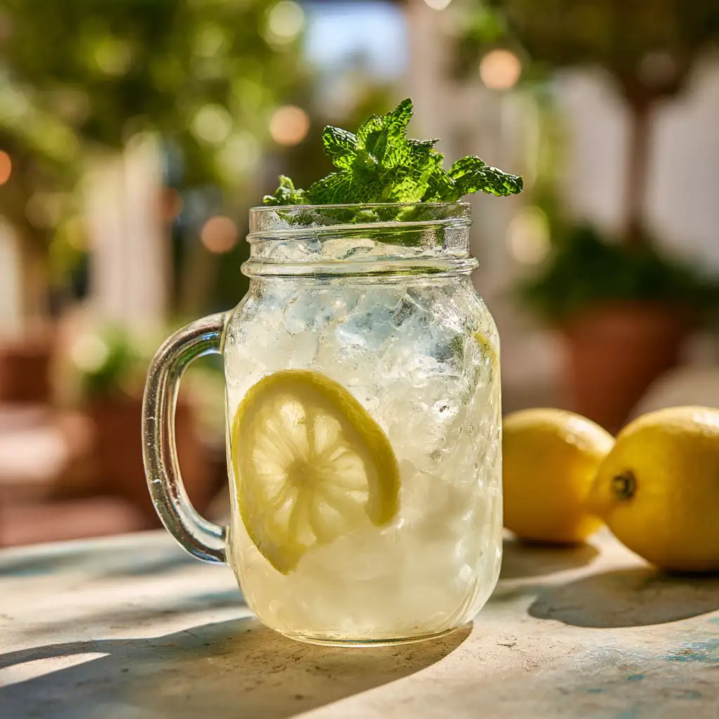 Citrus aloe vera detox drink with lemon and mint