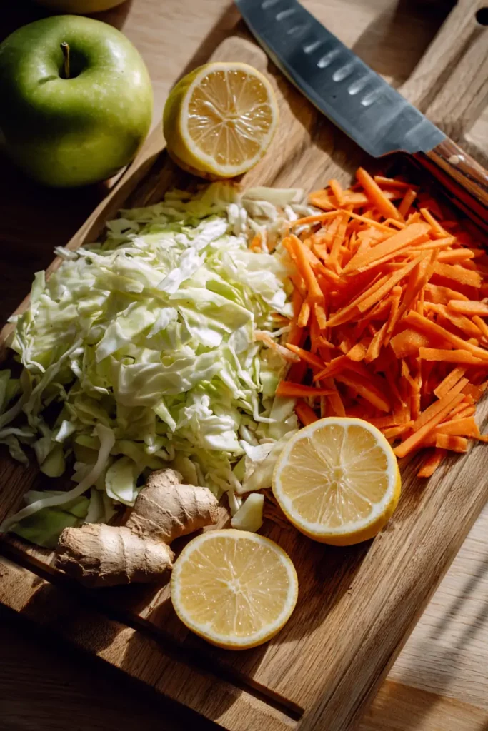 Ingredients for cabbage carrot liver cleanse juice
