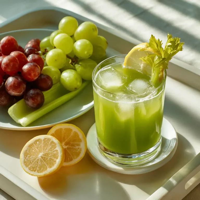 Served glass of Celery Lemon Morning Juice