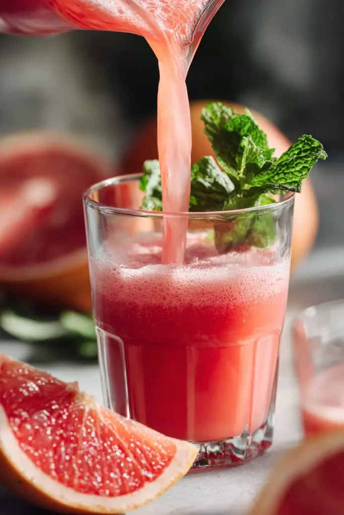 Juicer making Grapefruit Mint Cleanse Juice