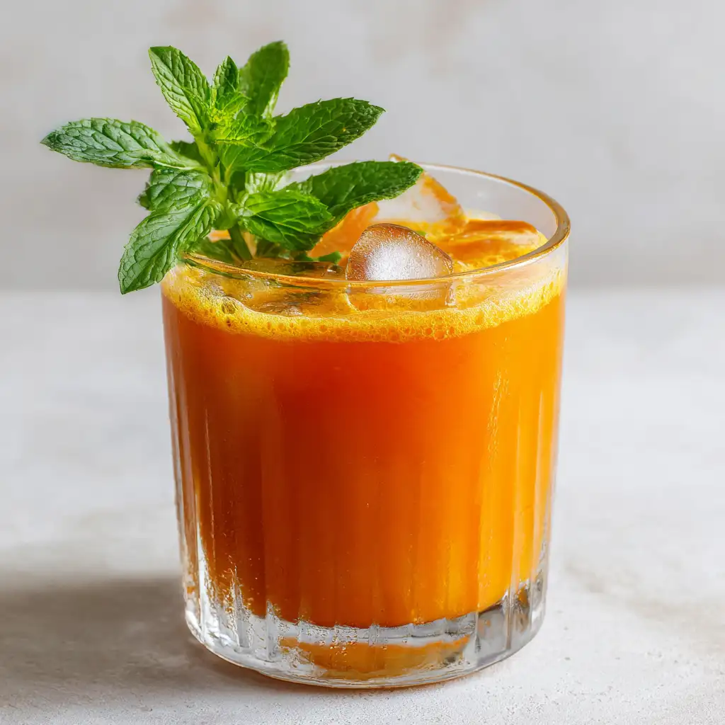 Served glass of cabbage carrot liver cleanse juice