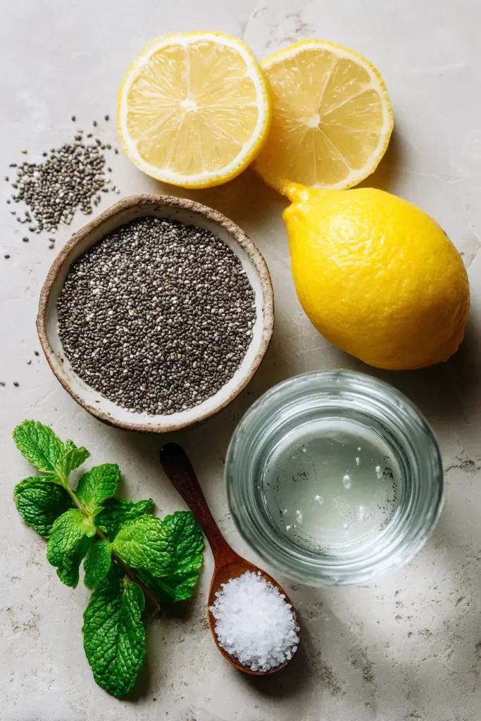Ingredients for chia seed lemon detox water