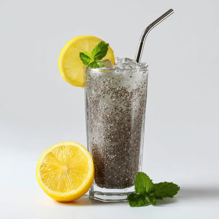 Served chia seed lemon detox drink