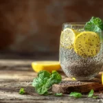 Chia seed lemon detox water in a glass
