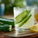 Cucumber aloe hydrating detox drink with fresh ingredients