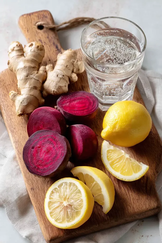 Ingredients for Ginger Beet Lemon Detox Shot