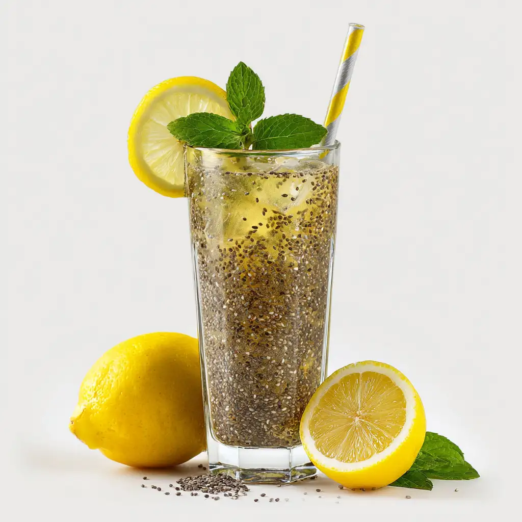 Served chia seed lemon detox drink